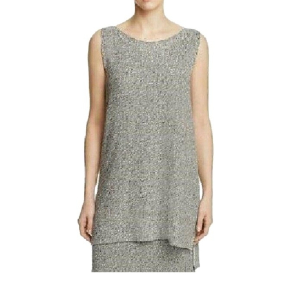 Eileen Fisher silver tunic & skirt 2 piece se…
